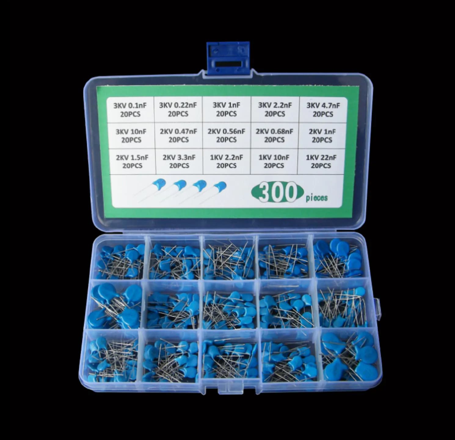 300pcs High Voltage Ceramic Capacitors Kit