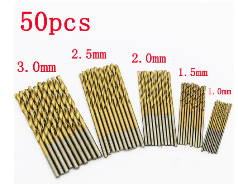  HSS High Speed Steel Drill Bits  1/1.5/2/2.5/3mm ( each 10pcs , total 50pcs)