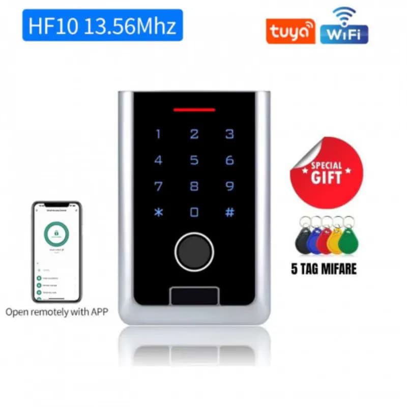 HF10-MF – Wi-Fi Smart Access Control Keypad with Fingerprint &amp; MIFARE Card Reader