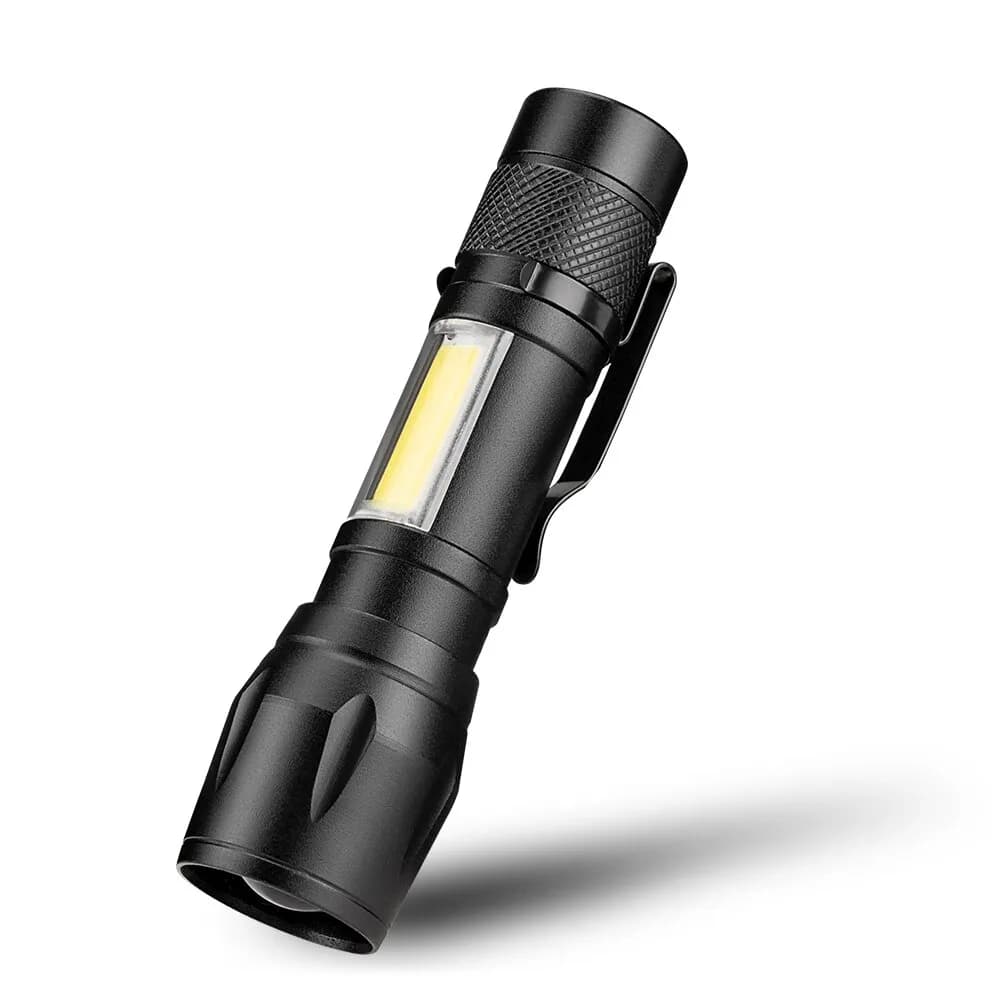 USB Rechargeable Mini LED Flashlight 3 Lighting Mode COB + XPE Zoom Torch Waterproof 