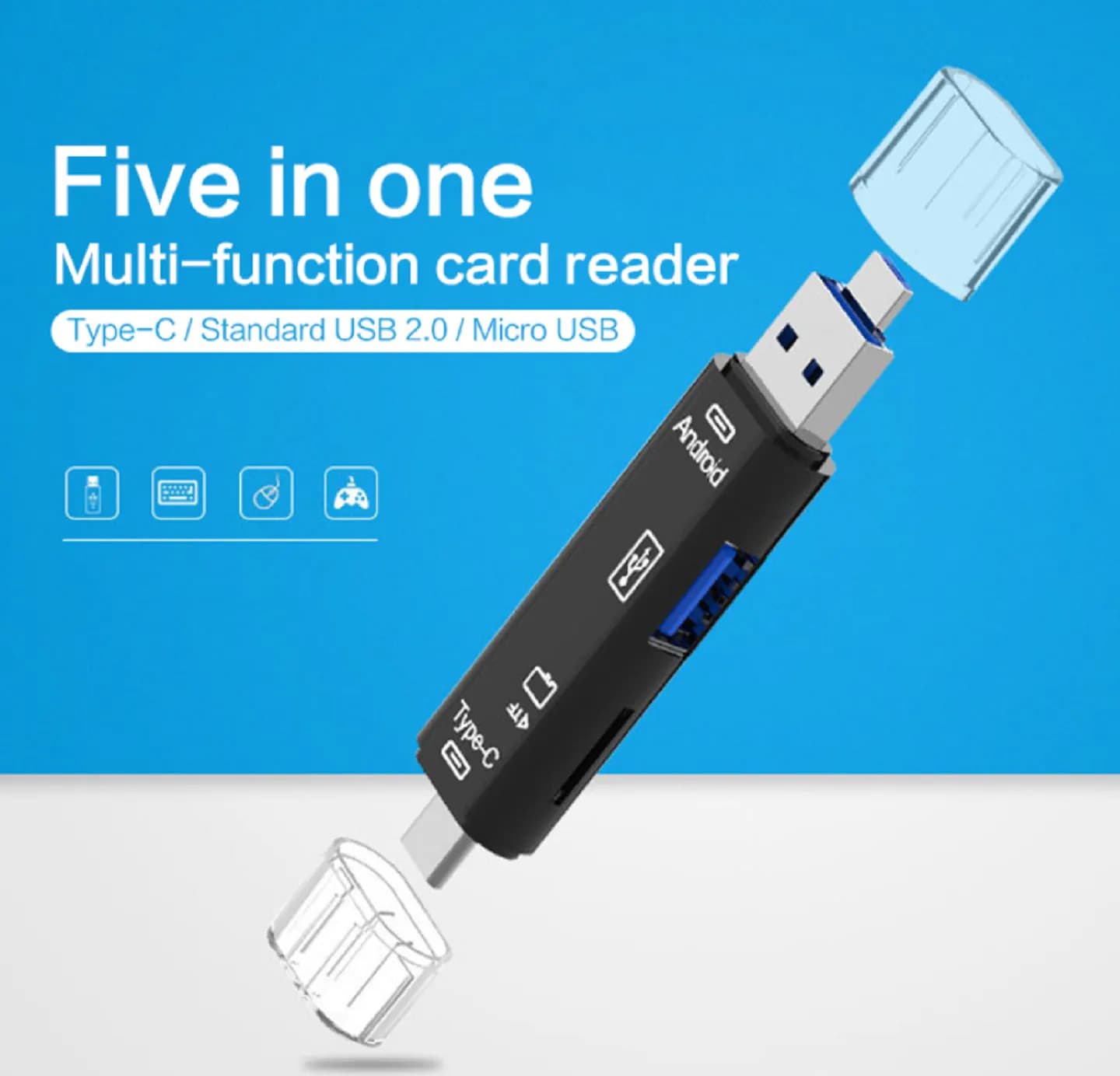 5 In 1 TF Memory Card Reader USB 3.0 Type C/USB/Micro USB SD OTG Adapter
