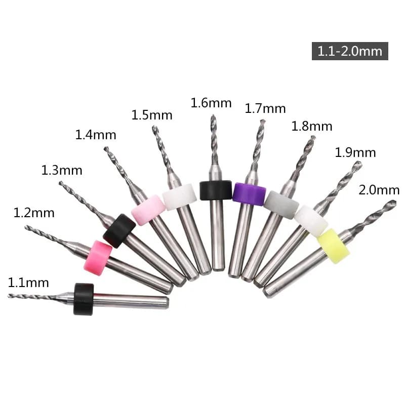 10Pcs 1.1mm-2mm Solid Carbide Mini Drill Bit 