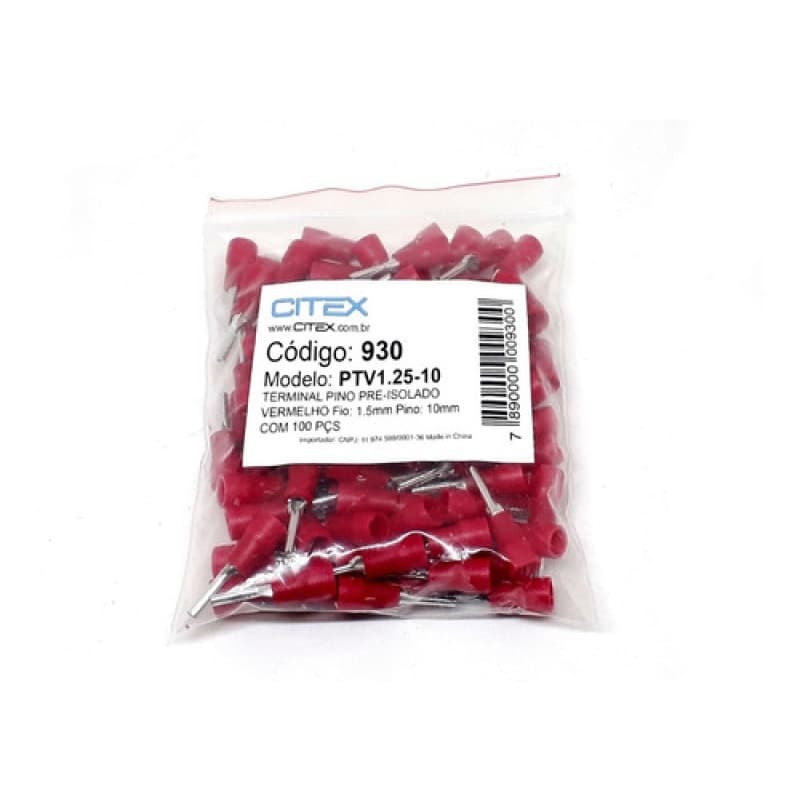 PTV1.25-10 TERMINAL WIRE  0.5-1.5mm²  10mm 100 Pcs — image 1
