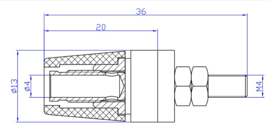Banana Plug Socket Female  M4*36 20A — image 1