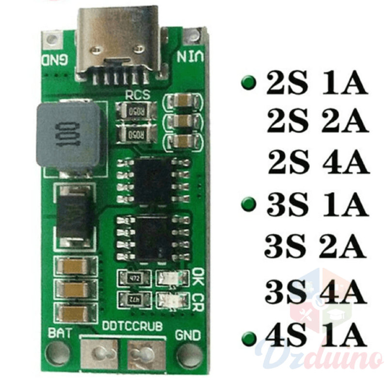 Type C BMS 2S 3S 4S  2A 4A 18650 Lithium Battery Charger Board — image 1