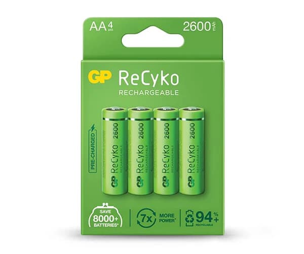 4 x AA Rechargeable 2600mAh ReCyko+ Batteries — image 1