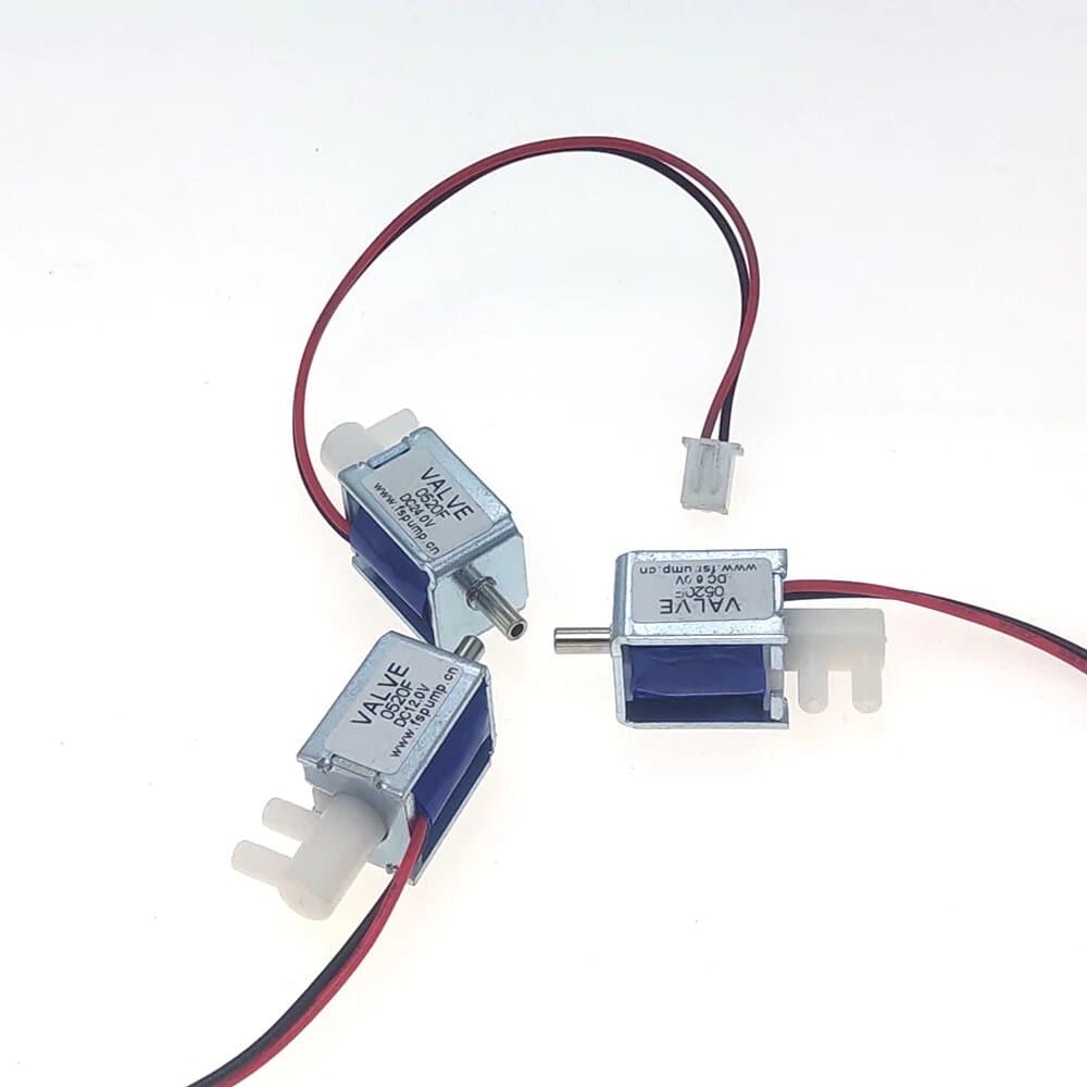 3-Way Electric Micro Solenoid Valve with 12VDC 3W Jack Connector — image 1