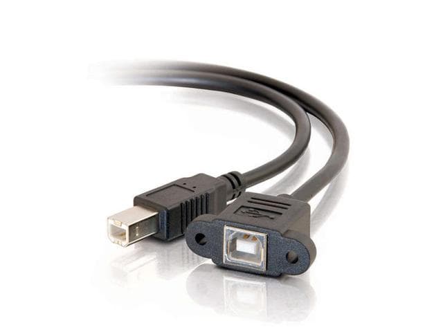 USB 2.0 B Male to USB B Female Socket Printer Panel Mount Cable — image 1