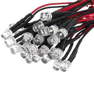 Prewired 3mm 3-12V Warm White LEDs with 20cm cable — image 1