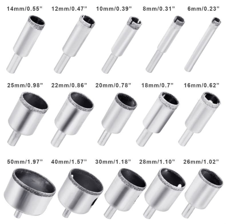 15Pcs Diamond Hole saw Drill Bit Tool 6-50 mm Ceramic Porcelain Glass Marble  — image 1