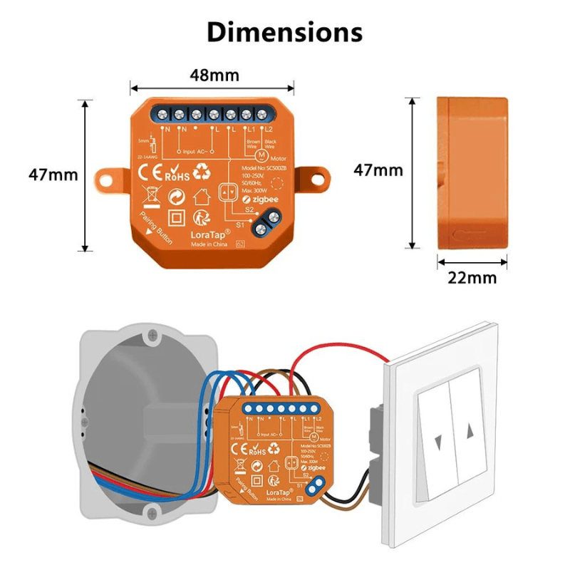LoraTap SC500ZB-V4 – Zigbee 3.0 Smart Roller Shutter Module — image 1