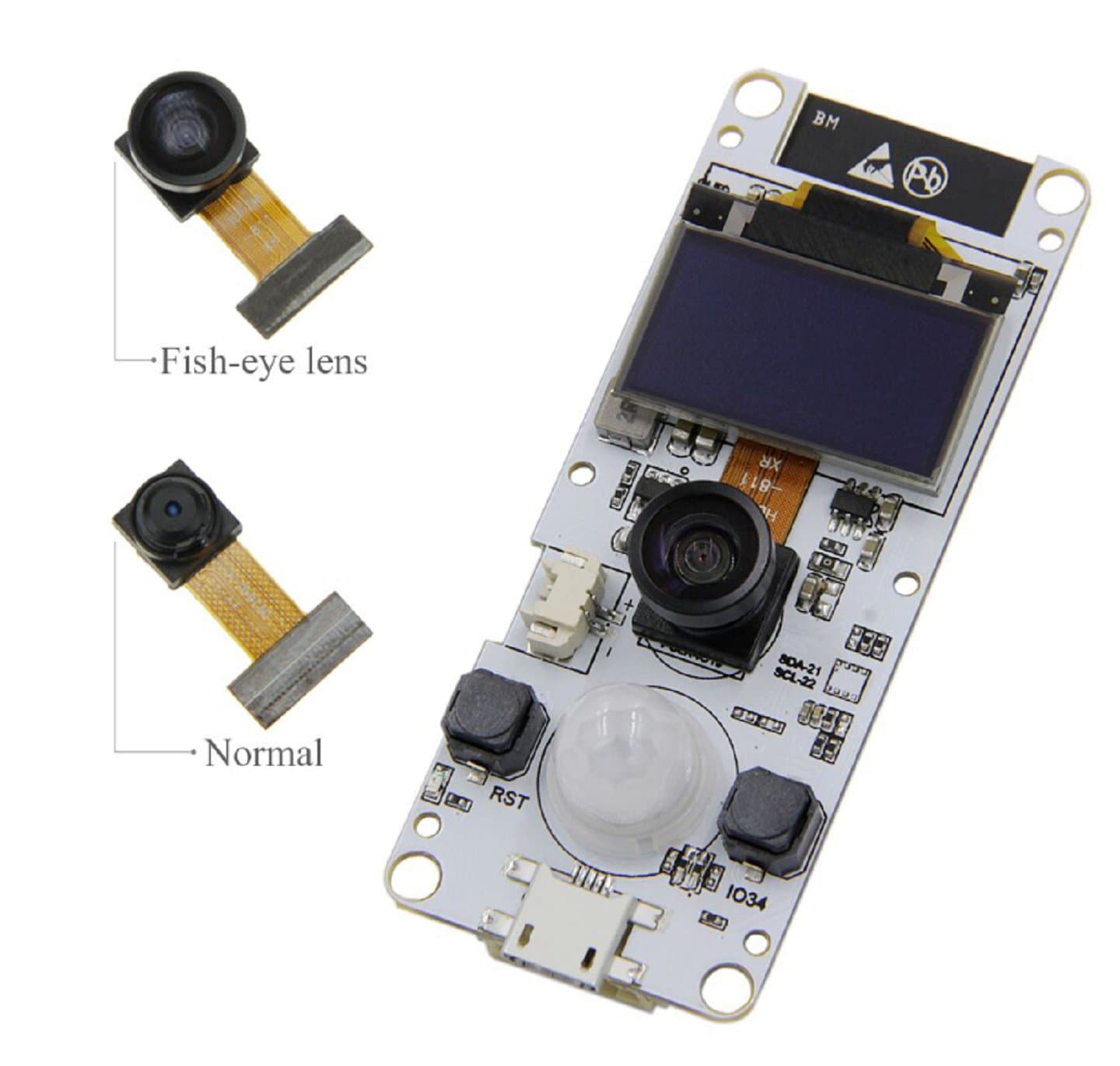 TTGO T-Camera ESP32 WROVER &amp; PSRAM Camera Module ESP32-WROVER-B OV2640 Camera Module 0.96 OLED with Fish Eye Lens — image 1