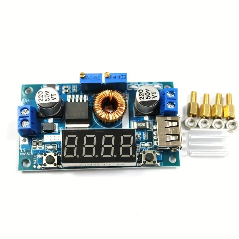 5A XL4015 DC-DC 5-36V to 1.25-32V Step Down Adjustable Power Supply with USB Voltmeter — image 1