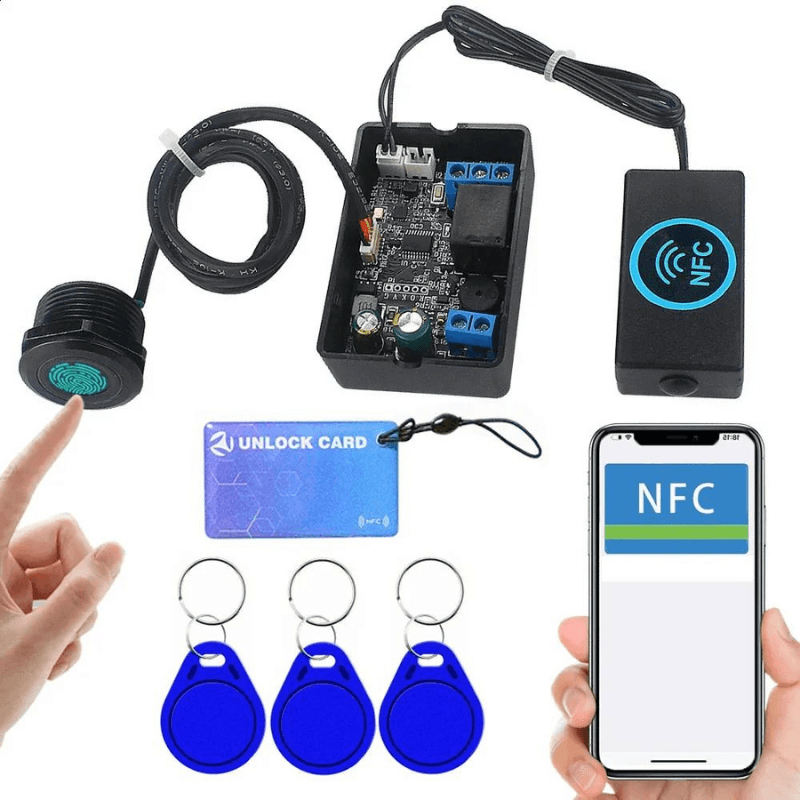 Smart Access Control with NFC &amp; Fingerprint: Versatile Relay Module for DC 10V-120V Systems — image 1
