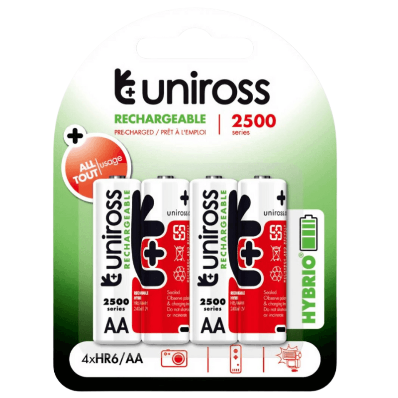 Uniross  Rechargeable batteries 4xR6/AA 2500 series 1.2V — image 1