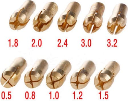 10pcs Brass Collet Mini Drill Chuck 0.5-3.2mm — image 1
