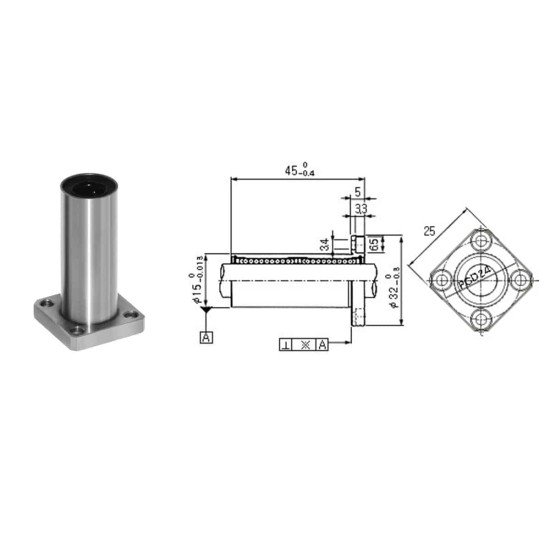 LMK8UU 8mm Type de bride carrée Ligne droite Roulement linéaire