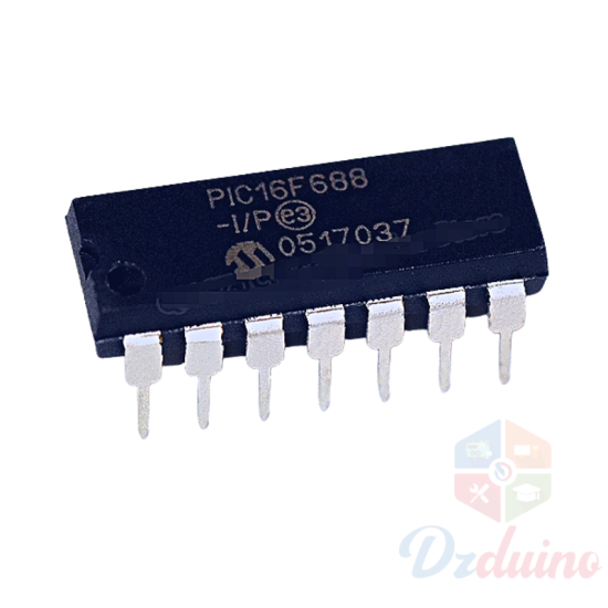 Microcontrôleur PICmicro PIC 16F688-I/P 8 bits, 7 Ko, 20 MHz, DIP-14