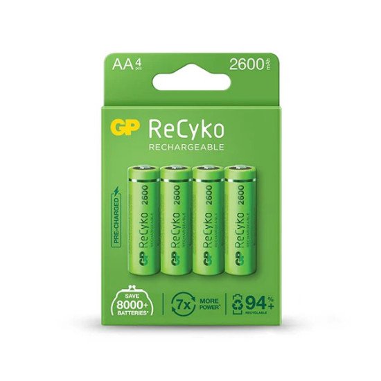 4 piles AA rechargeables ReCyko+ de 2600 mAh
