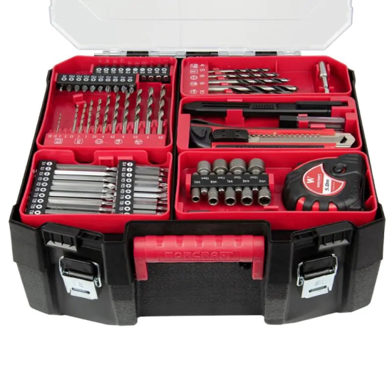 Caisse à Outils 74Pcs Avec visseuse perceuse à percussion 20V sans fil sans charbons WORCRAFT