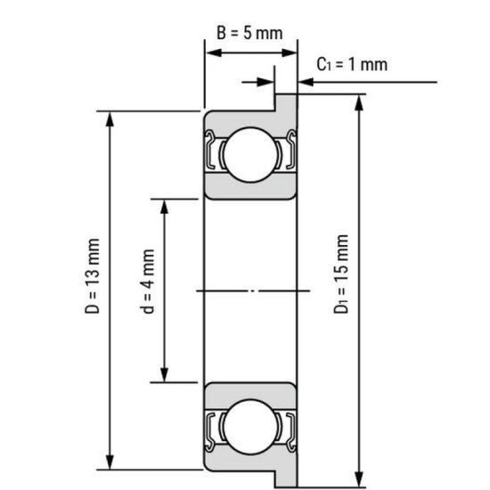 Roulement à bride F624ZZ 4x13x5mm