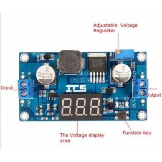 XL6009 Convertisseur élévateur de tension DC-DC avec voltmètre - 3.5-12V à 3.5-35V