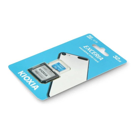 Carte mémoire Kioxia Exceria microSD 32 Go 100 Mo/s M203 UHS-I U1 classe 10 avec adaptateur