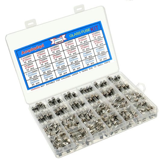 Kit d’assortiment de fusibles en verre 360PCS 6x30mm 0.5A-20A + 5×20mm 0.25A-20A