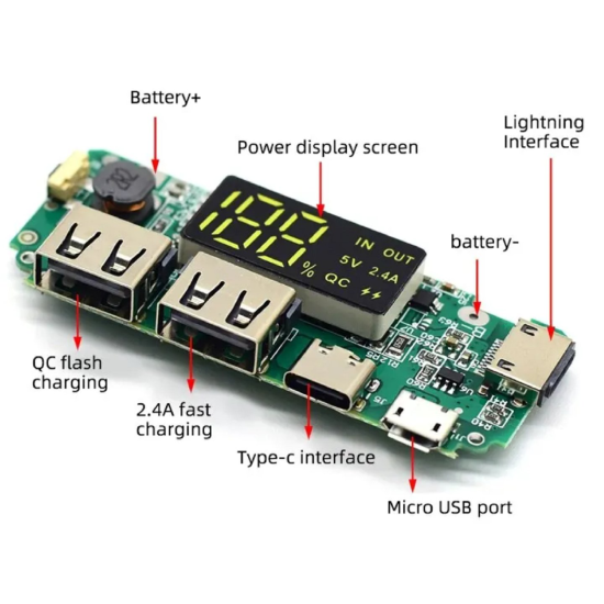 Module de charge à affichage numérique 5V 2.4A